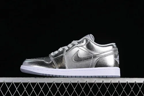 All categories Air Jordan Jordan series basketball shoes Air Jordan 1 Low Z version Air Jordan 1 Low "Metallic Silver" AJ1 Joe 1 liquid silver low-top cultural casual sneakers FN5030-001